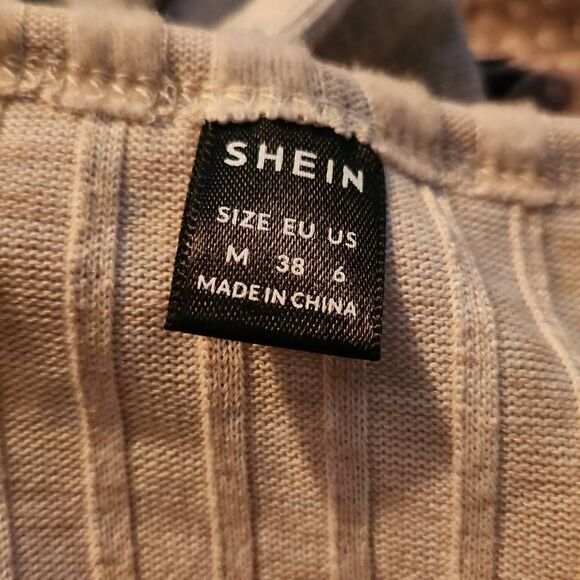 Shein Ladies Size Medium Tan Soft Ribbed Long Sleeve Knit Top - Picture 6 of 6